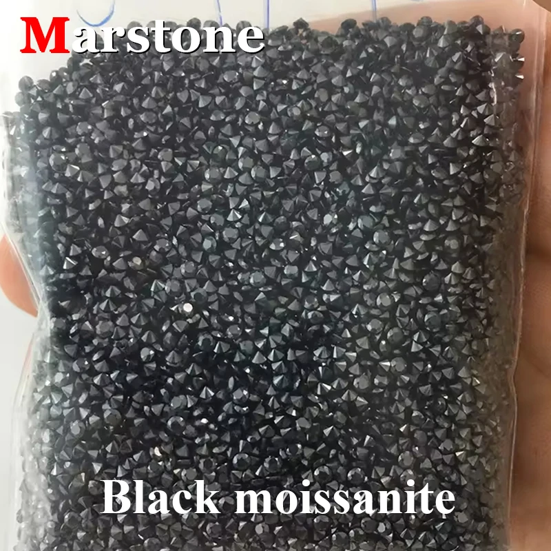 [EU Quality]0.8mm-14mm Black Moissanite Stone Loose Gemstones Passing Diamond Tester with GRA Certificate  For Jewelry Making