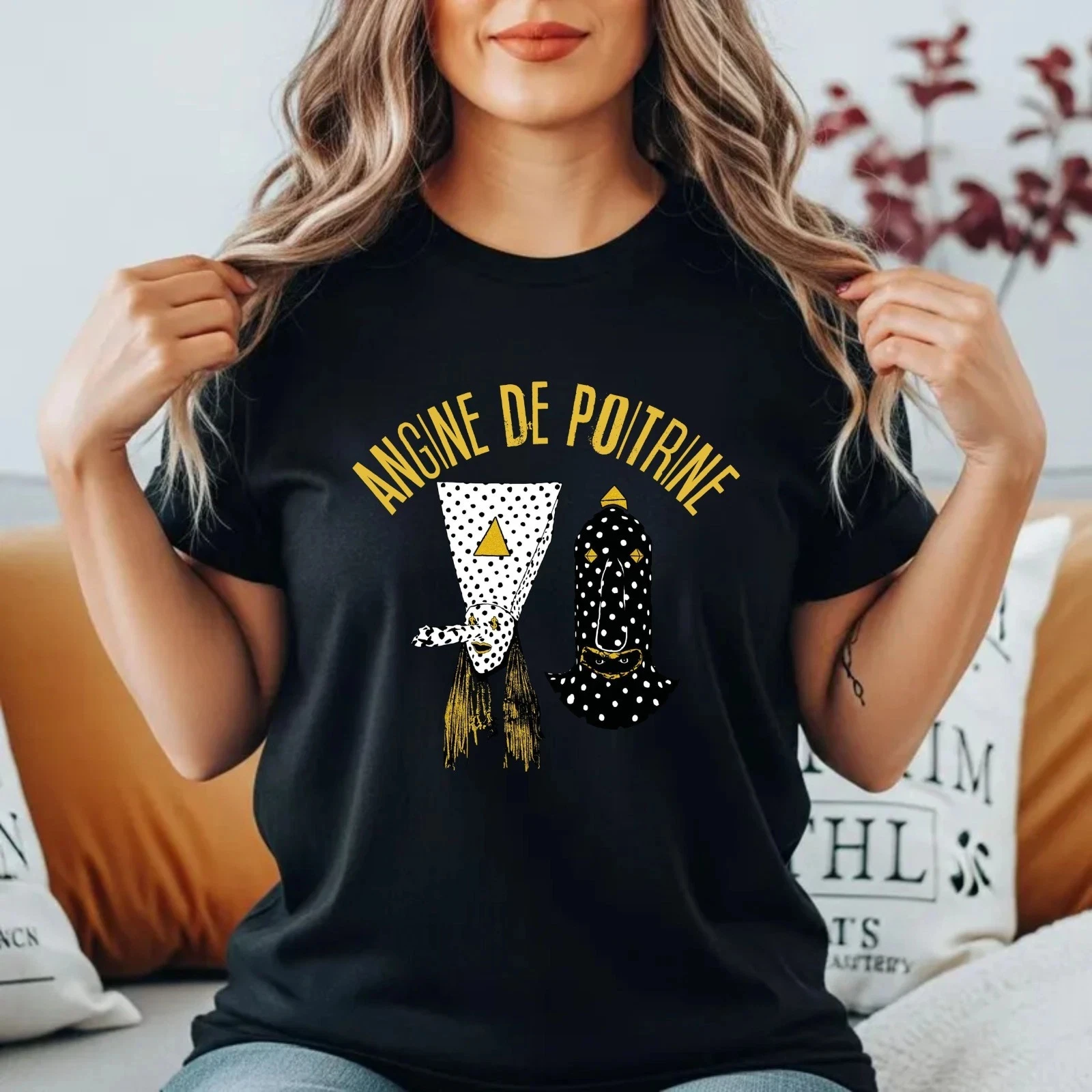 Camiseta Angine De Poitrine Feminina e Masculina de Algodão Casual de Verão Oversized Streetwear Gola Redonda Novidade Tendência Vintage Harajuku Top