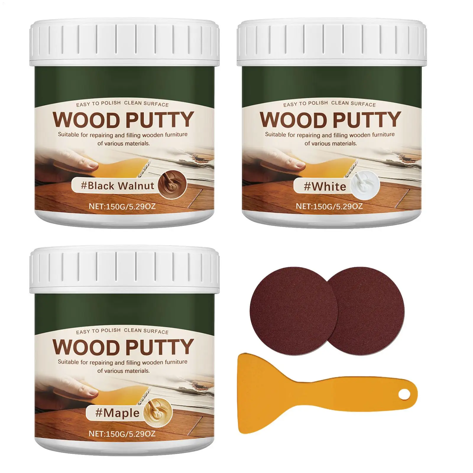 150g Stainable Wood Crack Filler Wood Filler Putty Wooden Furniture Repair Kit Wood Hole Filler For Cabinets Tables Floors Door