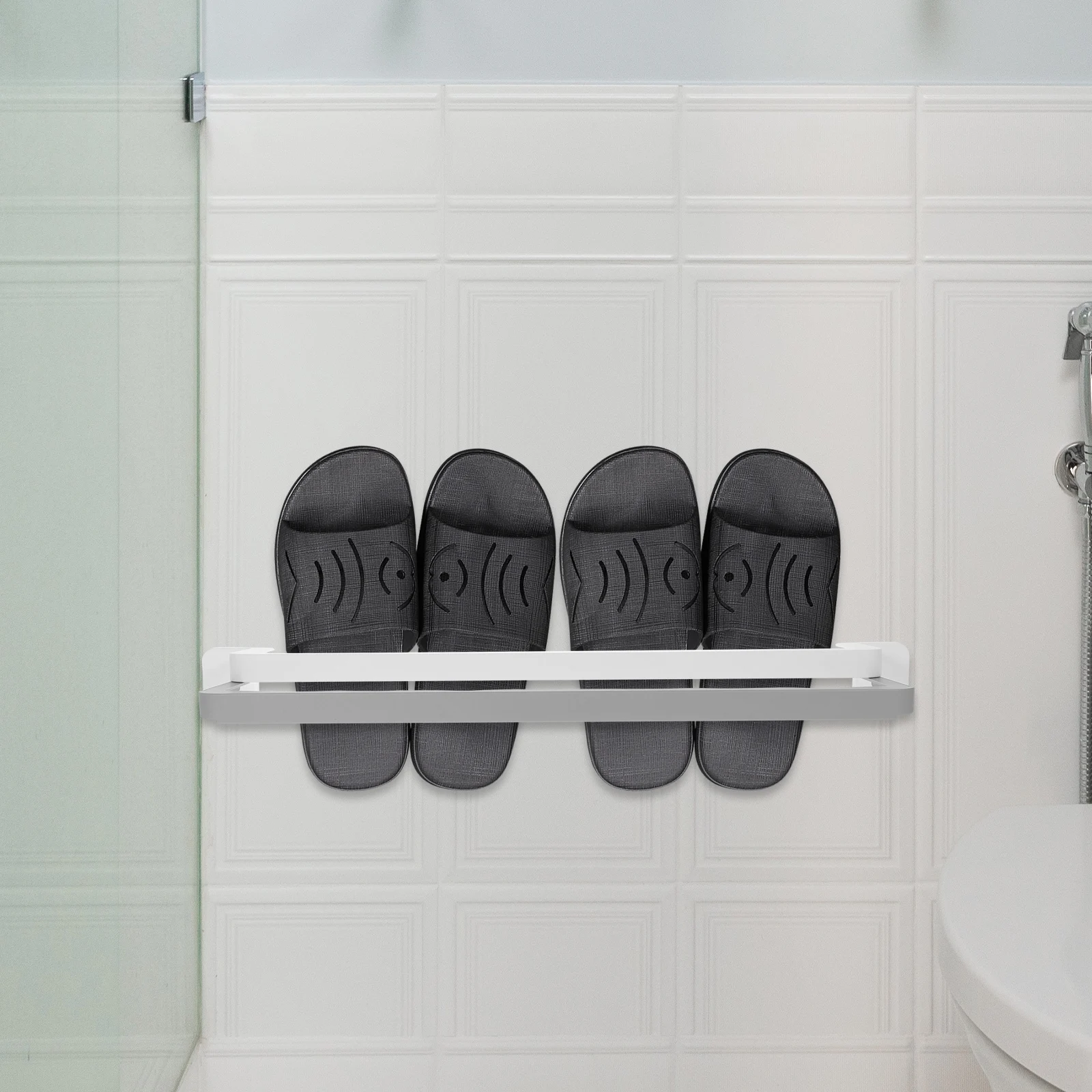 

Storage Rack Bathroom Shelf Towel Racks Indoor Plastic Slipper Wall Mounted Organizer