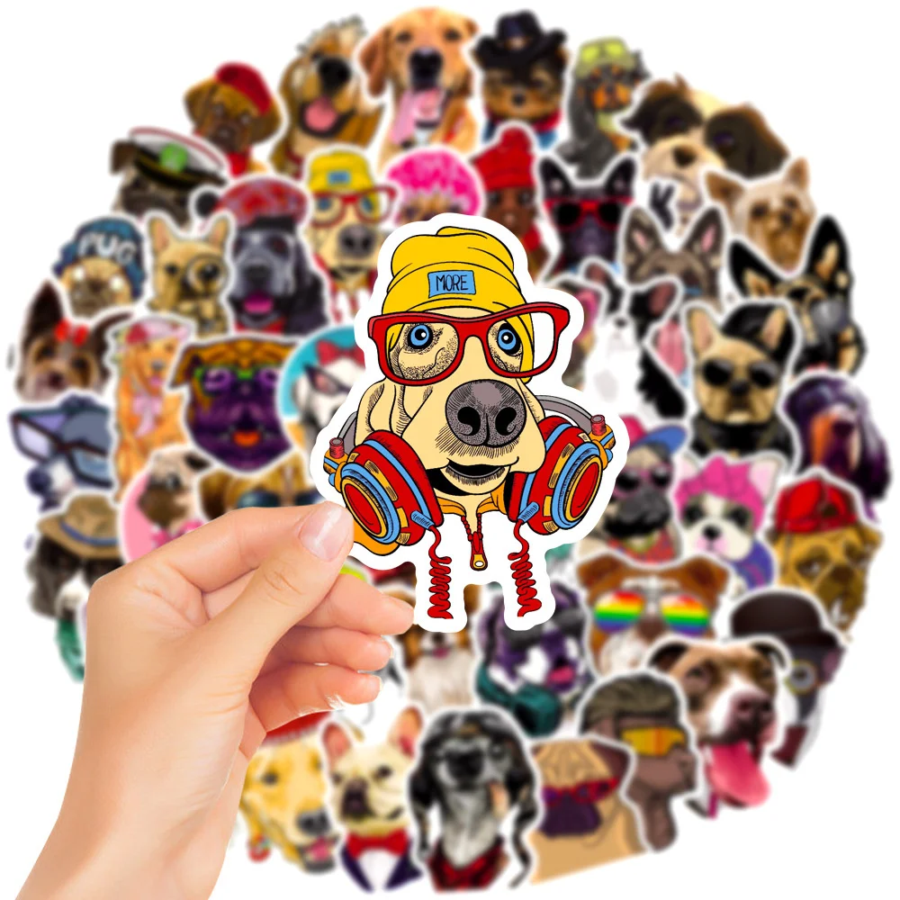 50PCS Dog Graffiti Waterproof Sticker Cartoon Cute Pet Creative Trend Personalized Decoration Decal Refrigerator