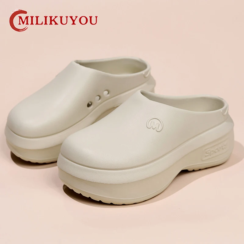 Sandalias de verano para mujer, chanclas de trabajo de cocinero, impermeables, antideslizantes, zapatillas de plataforma EVA para jardín, zapatos de