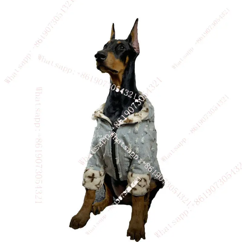 

Canine golden retriever labrador warm cotton coat double-sided wear Internet celebrity Doberman denim clothes winter