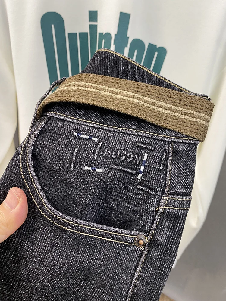 Осень 2023, новые мужские джинсы, модные микро-свободные уличные ракальные красивые эластичные брюки на маленькой ноге