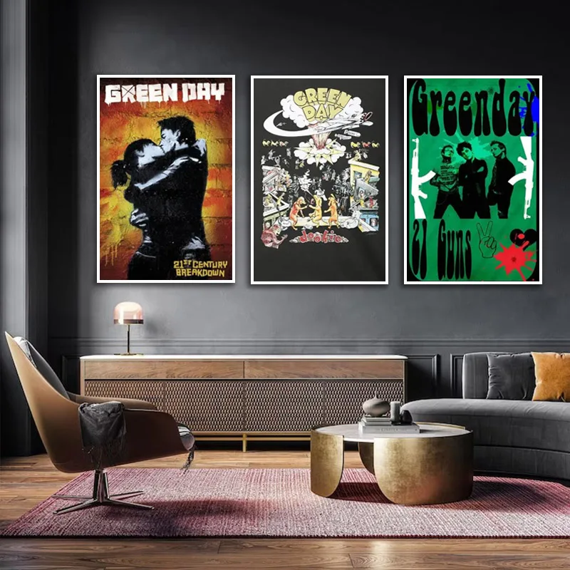 Green Day - Music Rock Band Poster HD Print Canvas Painting Poster For Bedroom Sports Guitar Singer Office Room Decor Frameless