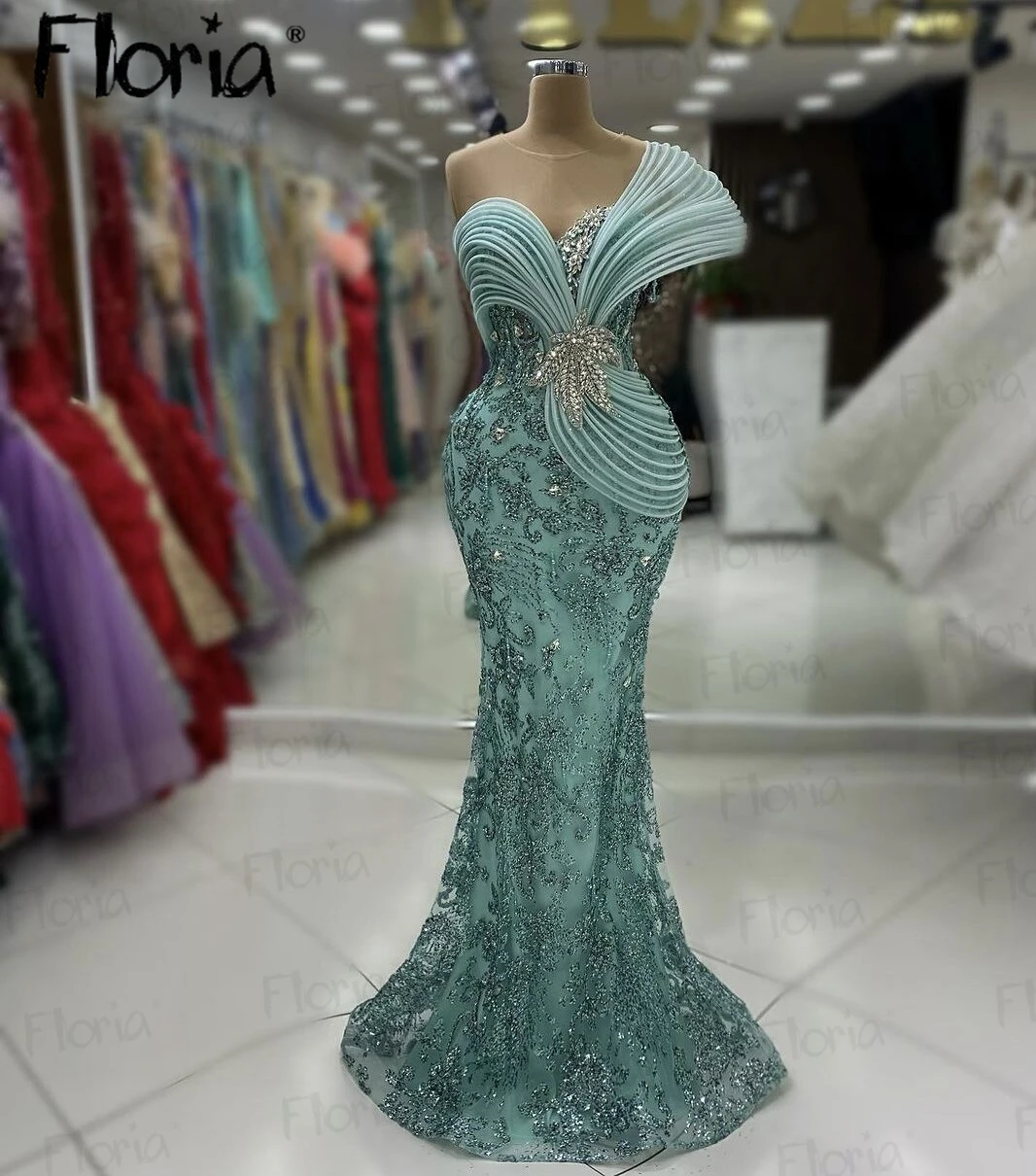 Hot Sale Mint Green Long Evening Dress Luxury 2024 Beading Formal Occasion Dresses Fashin Gala Crystals Party Night Dinner Dress