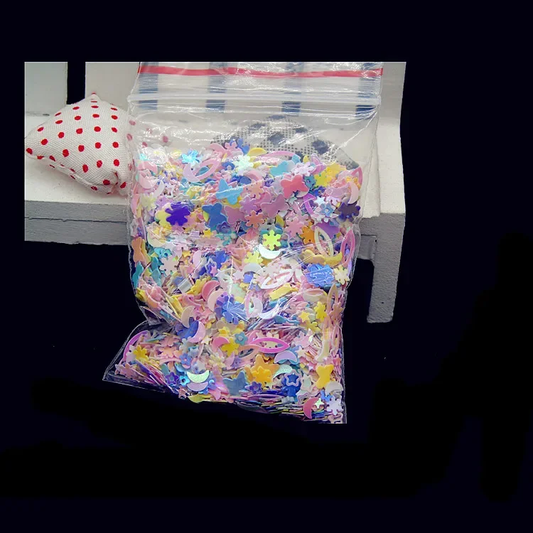 Mix per unghie Paillettes Glitter Coriandoli Fiocchi colorati per artigianato fai-da-te Decorazione per unghie e trucco Love Star Flower Design 15 grammi