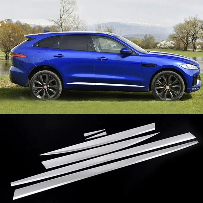 

ABS Chrome Car Body Side Molding Strips Cover Trim For Jaguar F-PACE X761 2016 2017 Set of 6pcs