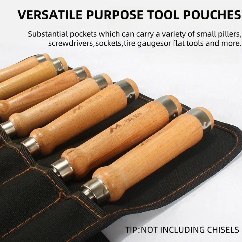 ALLSOMEChisel Carrying Case Canvas Pocket Tool Roll Holder Wrench Pouch Organizer For Knife Hammers Gouges Carpenter