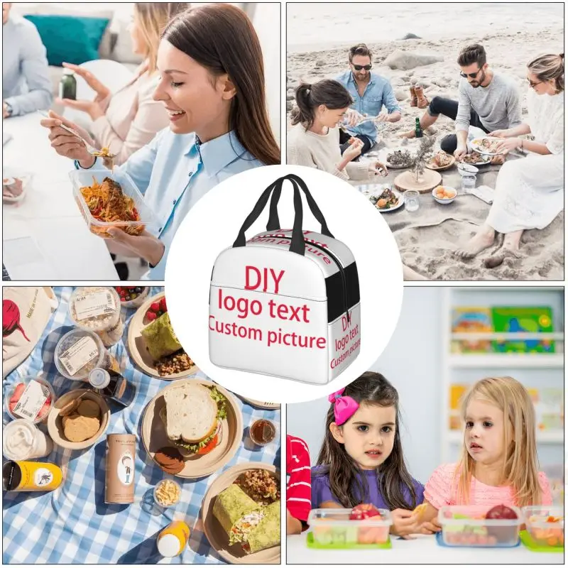 Benutzer definierte isolierte Thermo tasche Lunch Bag Lebensmittel Getränke Lagerung auslaufs ichere Picknick Camping Taschen Outdoor Box Strand tragbare DIY