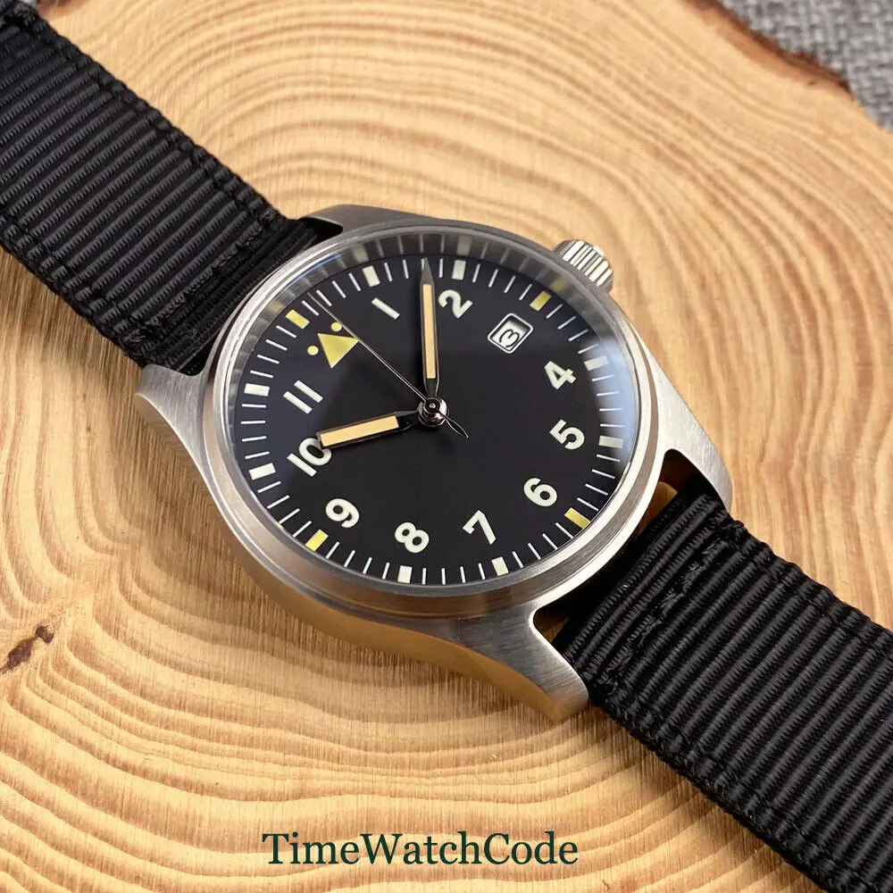 Tandorio Diver Pilot Automatic Men's Watch NH35 39mm AR Sapphire Glass สีดํา