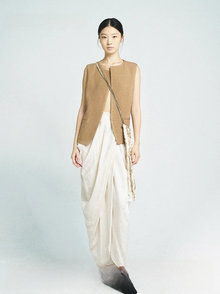 

New Chinese Sle Casual Waist-Cinching Vest Spring Summer New Arrival Women's Jaet Comfortable Breathable Regular Thin