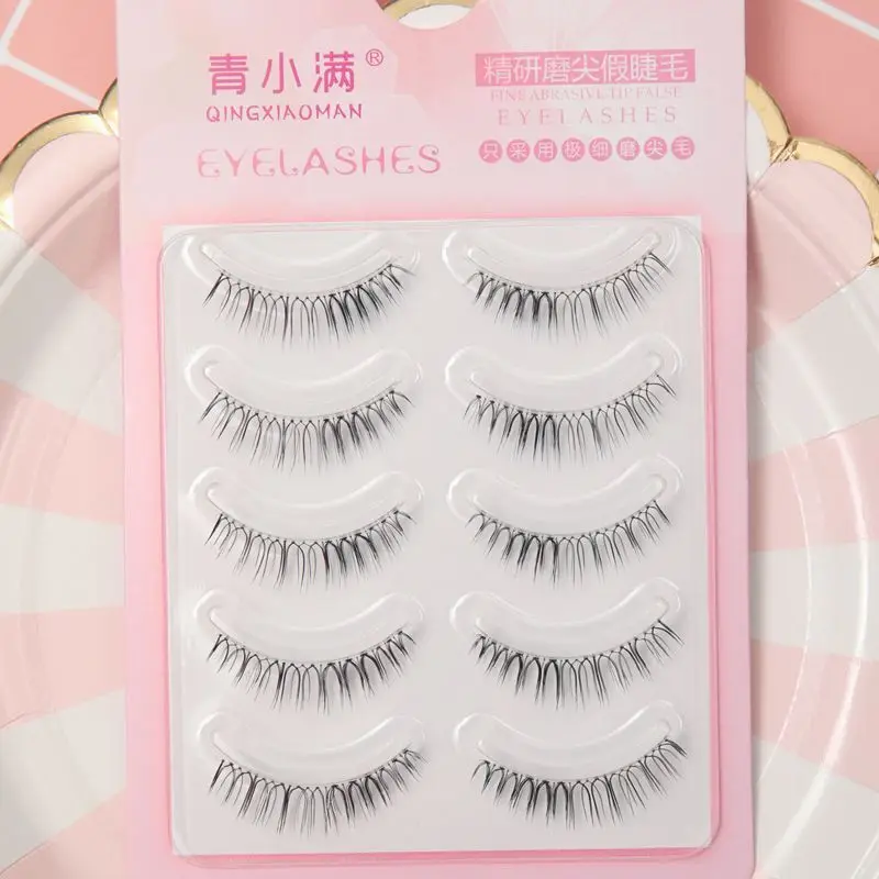 Qing Xiaoman A05 Hand-Sharpened Fishline Stem False Eyelashes One-Piece Natural Simulation Curl for Women
