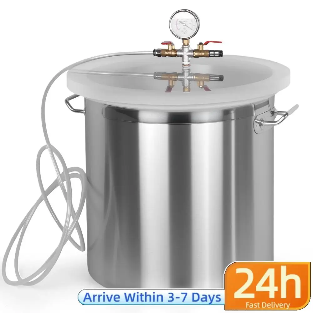 

304 Stainless Steel Vacuum Sealing Defoamer Without Pump Industrial Vacuum Degassing Barrel for Stabilizing Wood Epoxies Casting
