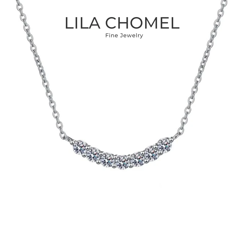 

Valentine's Day Girl 18K White Gold Smile Necklaces Women Wedding 1.4CT Moissanite Diamond PT950 Platinum Birthday Gift Jewelry