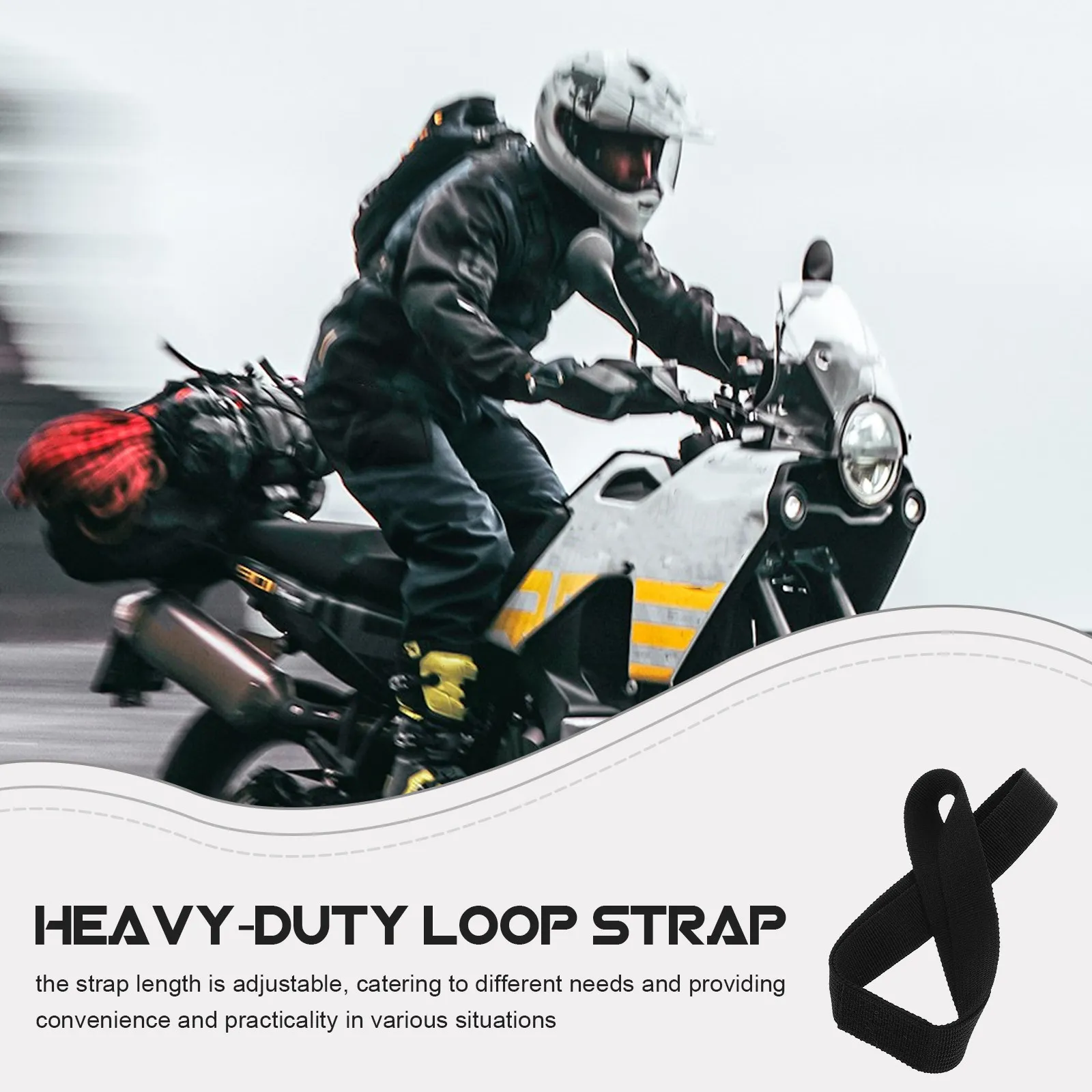 40.5cm X 2.5cm Heavy Duty Loop Fastening Strap for Motorcycle Tie Down Atv Stroller Cargo Securing Soft Loop Tie Down Straps - view 3