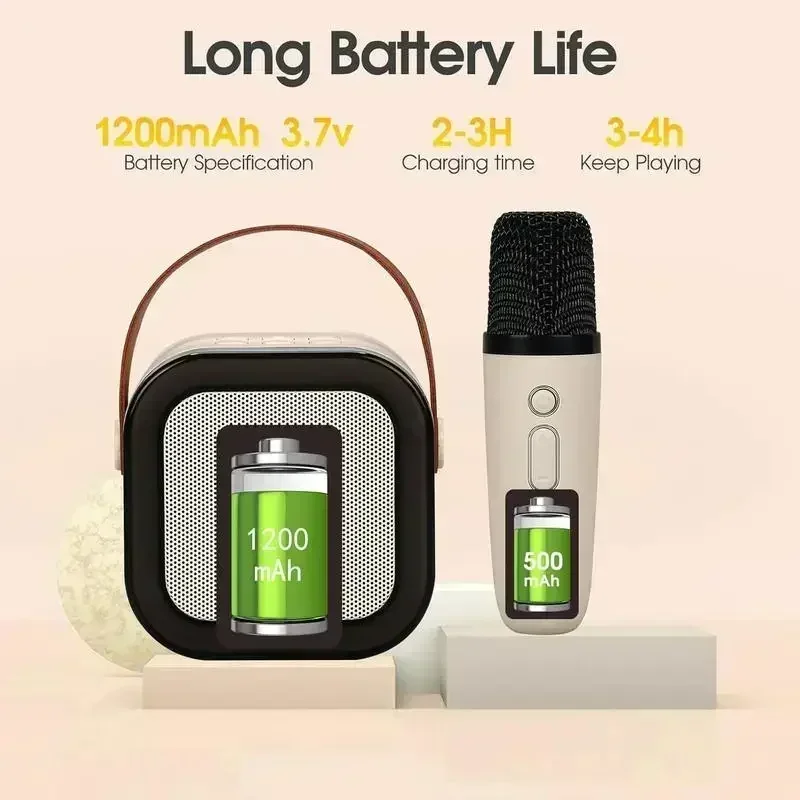 Conjunto de karaokê Bluetooth 5.3 premium! 2 microfones sem fio + luzes RGB, sistema PA portátil recarregável, presente ideal para crianças