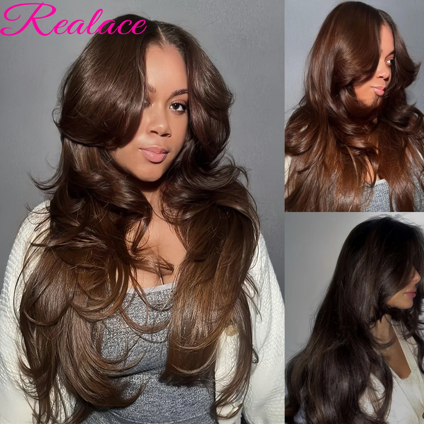 

Chocolate Brown Lace Front Human Hair Wigs 13x4 13x6 Body Wave Lace Frontal Wigs Pre Plucked 200 Density Dark Brown Colored Wigs