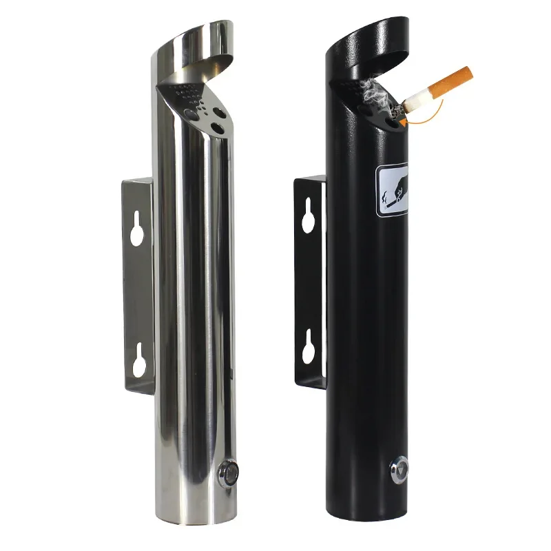 

Public Ashtray Wall-Mounted Ash Cylinder Column Smoking Ashtray 304 Stainless Steel Cigarette Ash Bin for Hotels Shopping Malls