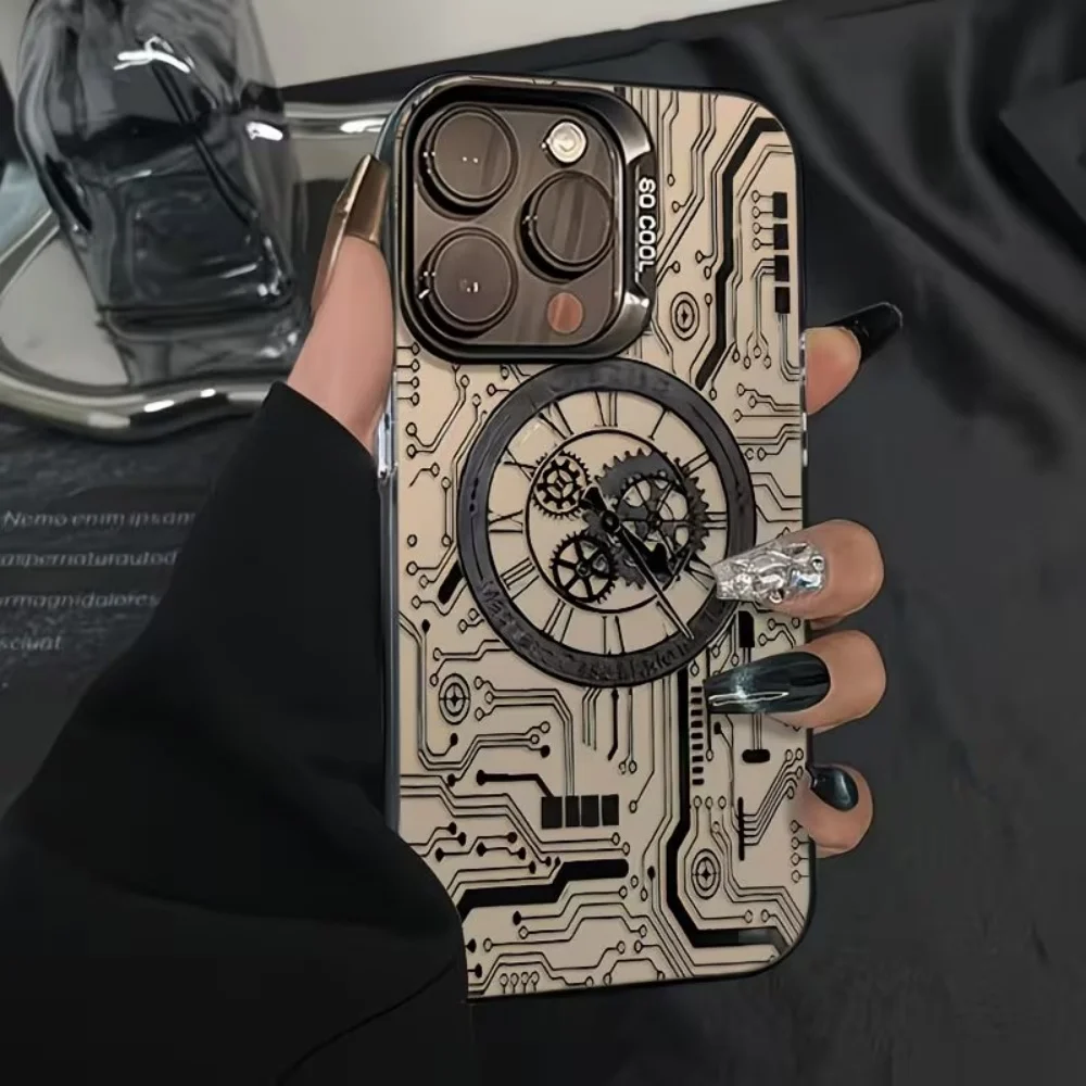 Mechanical Wind Circuit Board Pattern IMD Phone Case For iPhone 17 16 15 14 13 12 11 Pro Xs Max Plus Air Mini XR X 17e 16e Cover - view 3