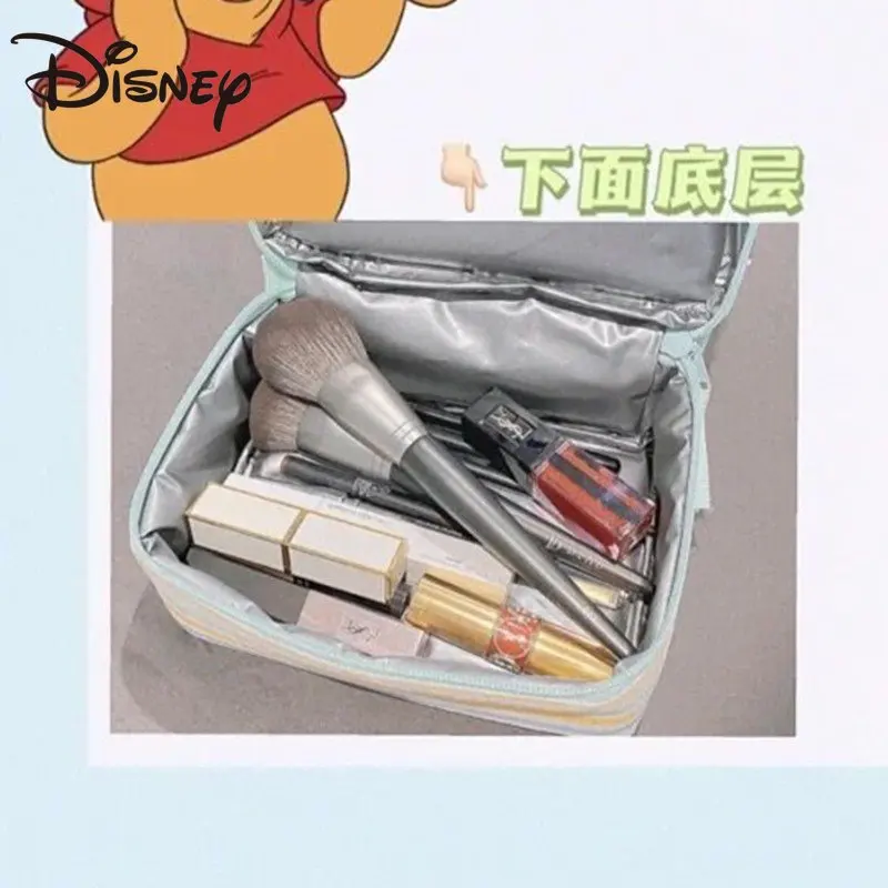 MINISO Disney Winnie The Pooh Portable Cosmetic Bag Large Capacity Square Storage Bag Girls Cute School Bag Backpack for Kids