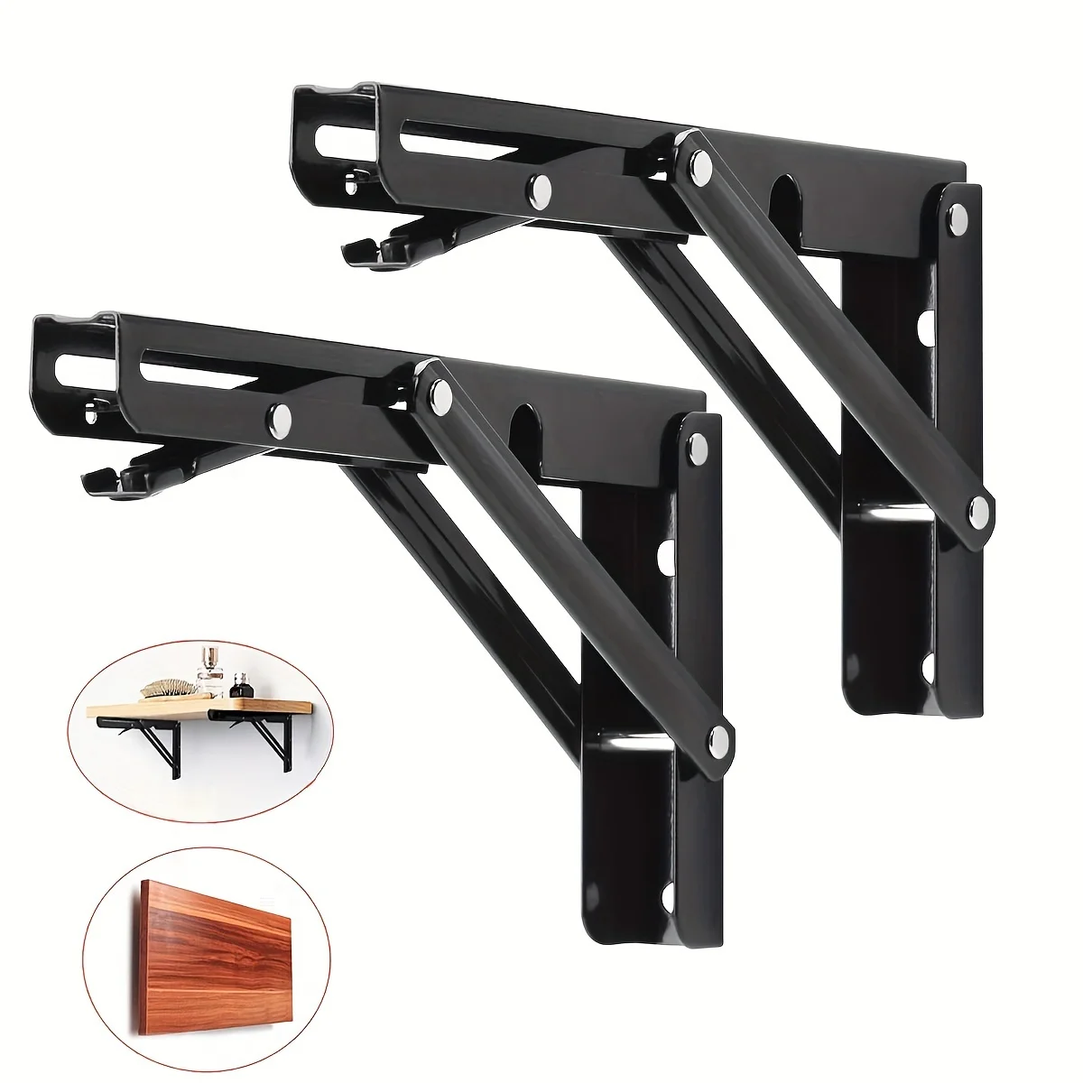 11.81X6.42 Inch/30X16.3 Cm 2 Stuks Stevige Opvouwbare Plankbeugels-Zware Driehoekige Tafelbank Vouwbeugels, Muur Mou