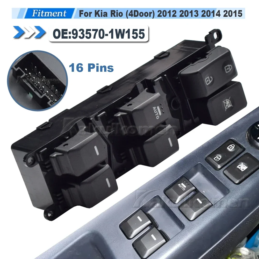 

935701W155 Передняя левая автомобильная электрическая главная кнопка переключателя стеклоподъемника 93570-1W155 для Kia Rio 2012 2013 2014 2015