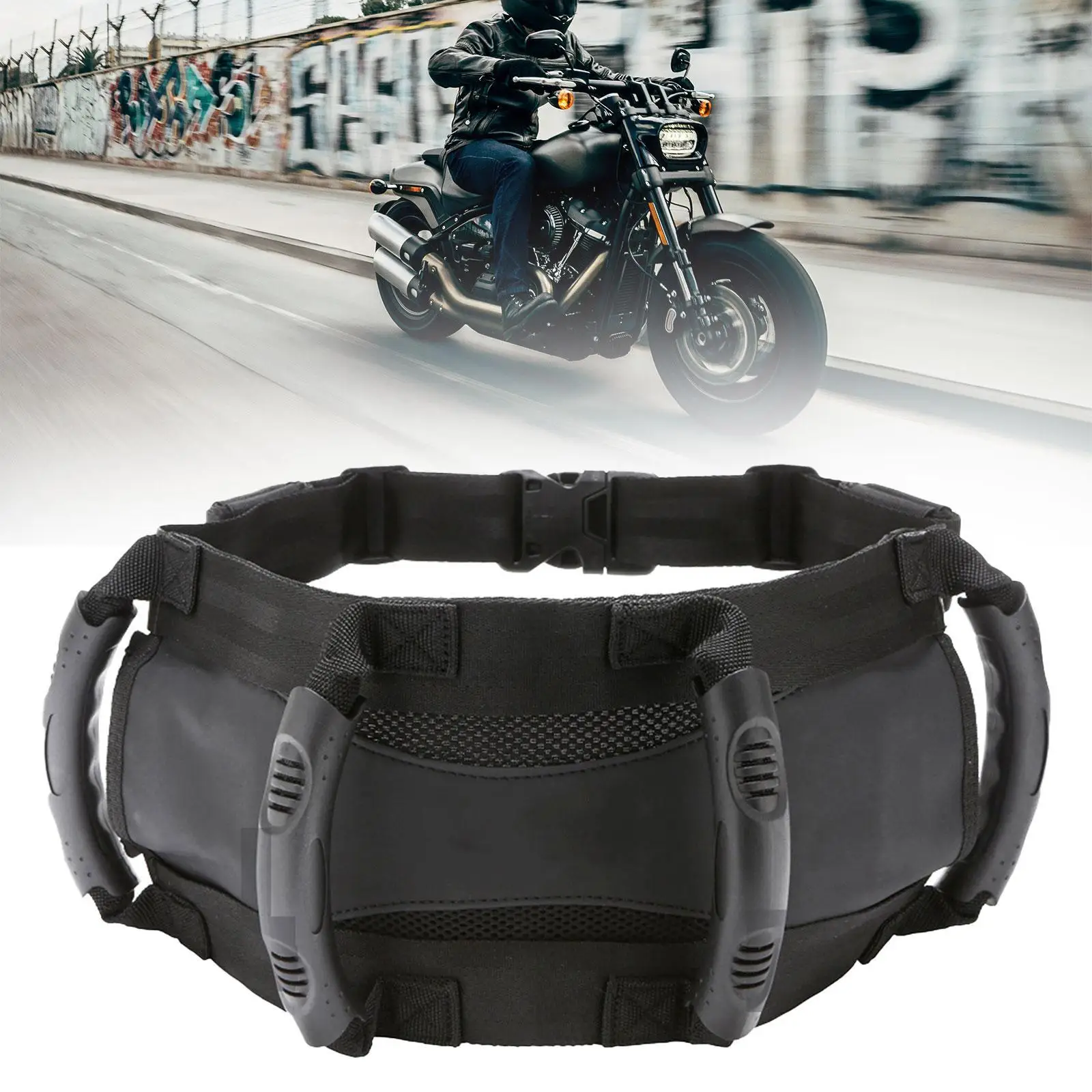 

Motorcycle Seat Strap Motorcycle Passenger Handle Grip,Black Safety Belt