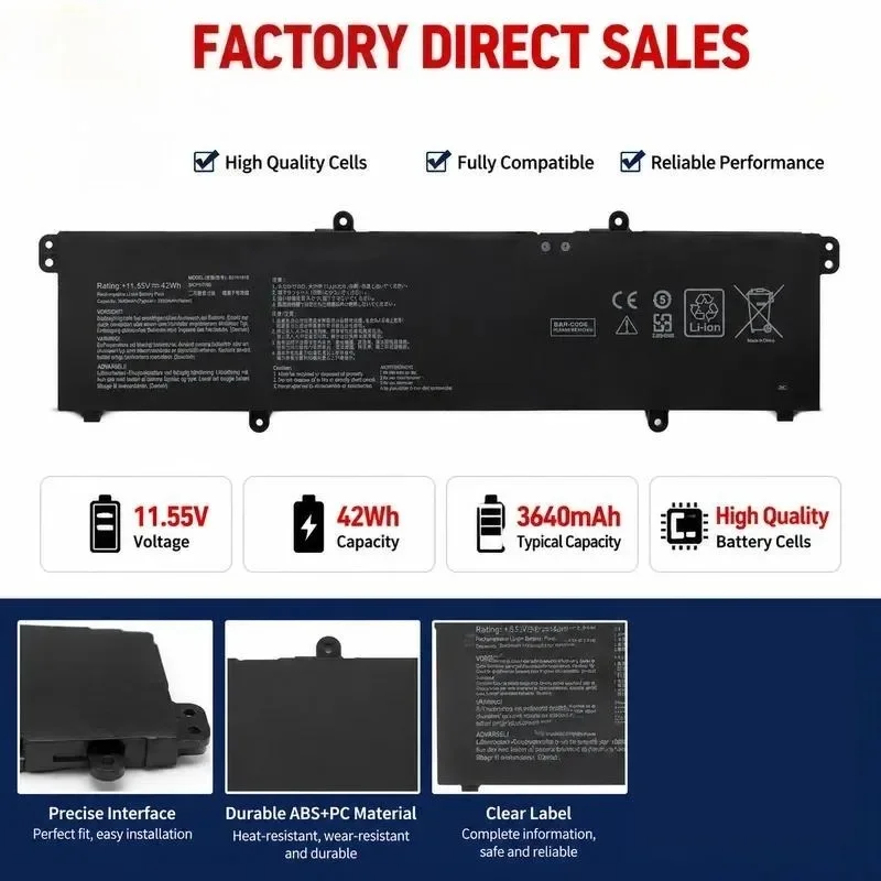 [NEW] 11.55V 42Wh High-quality B31N1915 for C31N1915 Laptop Battery for ASUS for PX555C PX455C P1550C Laptop Battery