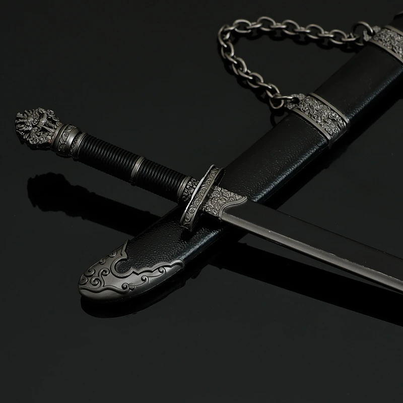 22cm Tomb Raiding Animation Peripheral Models Mini Prop Black Gold Ancient Knife Sheathed Boy Gift Collectible Keychain