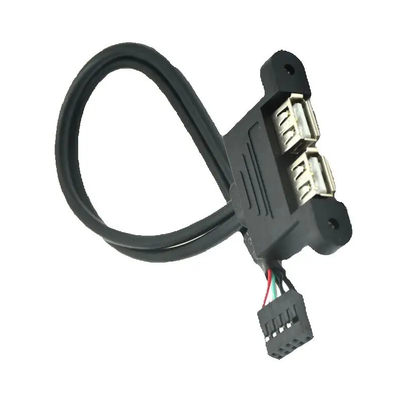 Motherboard Internal 9Pin 9P to Double 2 Port USB A Female Panel Mount Fast charging data Cable 0.3M 0.5M 1m