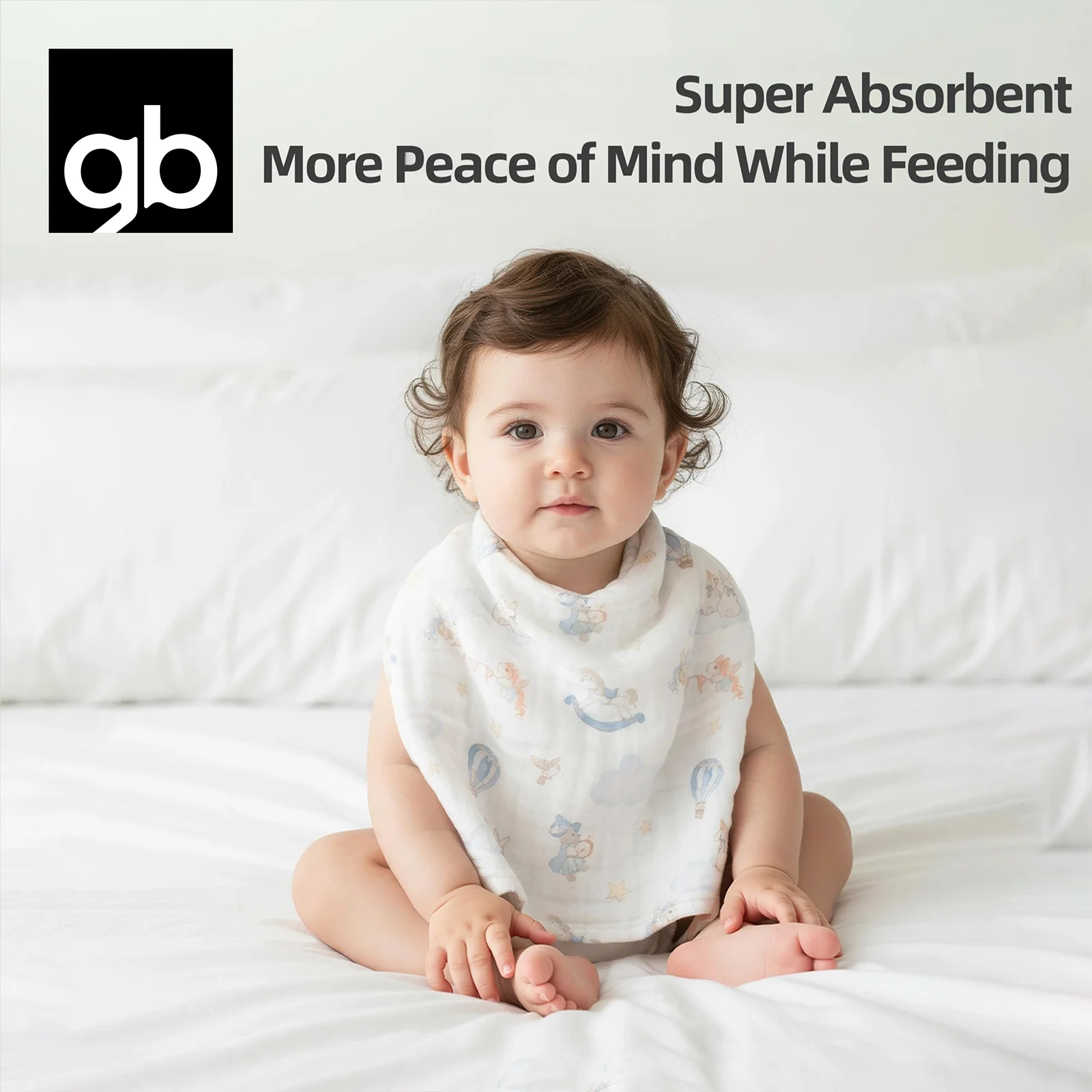 GB Toallitas de muselina ultrasuaves de 6 capas, altamente absorbentes y agradables para la piel, 30x30 cm (12 "x 12"), 3/5 piezas, perfectas para recién nacidos