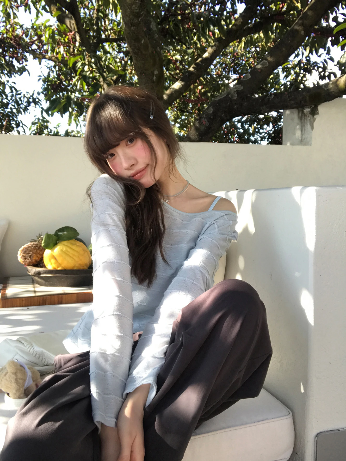 

Hello Micro Permeabili Folded Texture Knitted Top Strap Set Women's Spring Super Beautiful Two-Piece Set Top