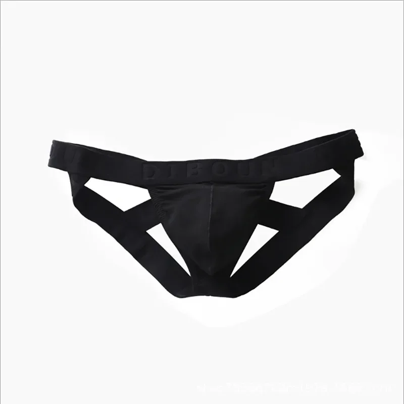 Men\'s Funny Jockstrap Solid Cotton U Bulge Convex Pouch Panties for Gays Sexy Open Thongs Comfortable Underwear Elastic G String