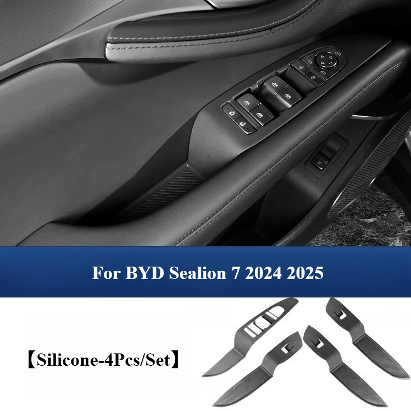 Good Quality New For BYD Sealion 7 4Pcs/Set Car Door Window Lifting Panel Silicone Pad Front And Rear Doors Handle Anti-Scratch