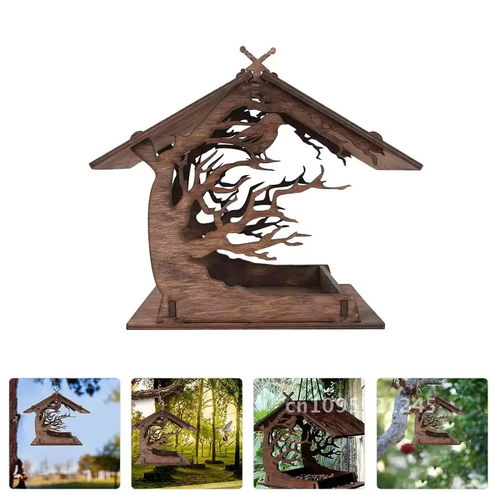 

Bird Feeding House Squirrel Feeder Container Wild Feeders Birdhouse Nest Food Wood