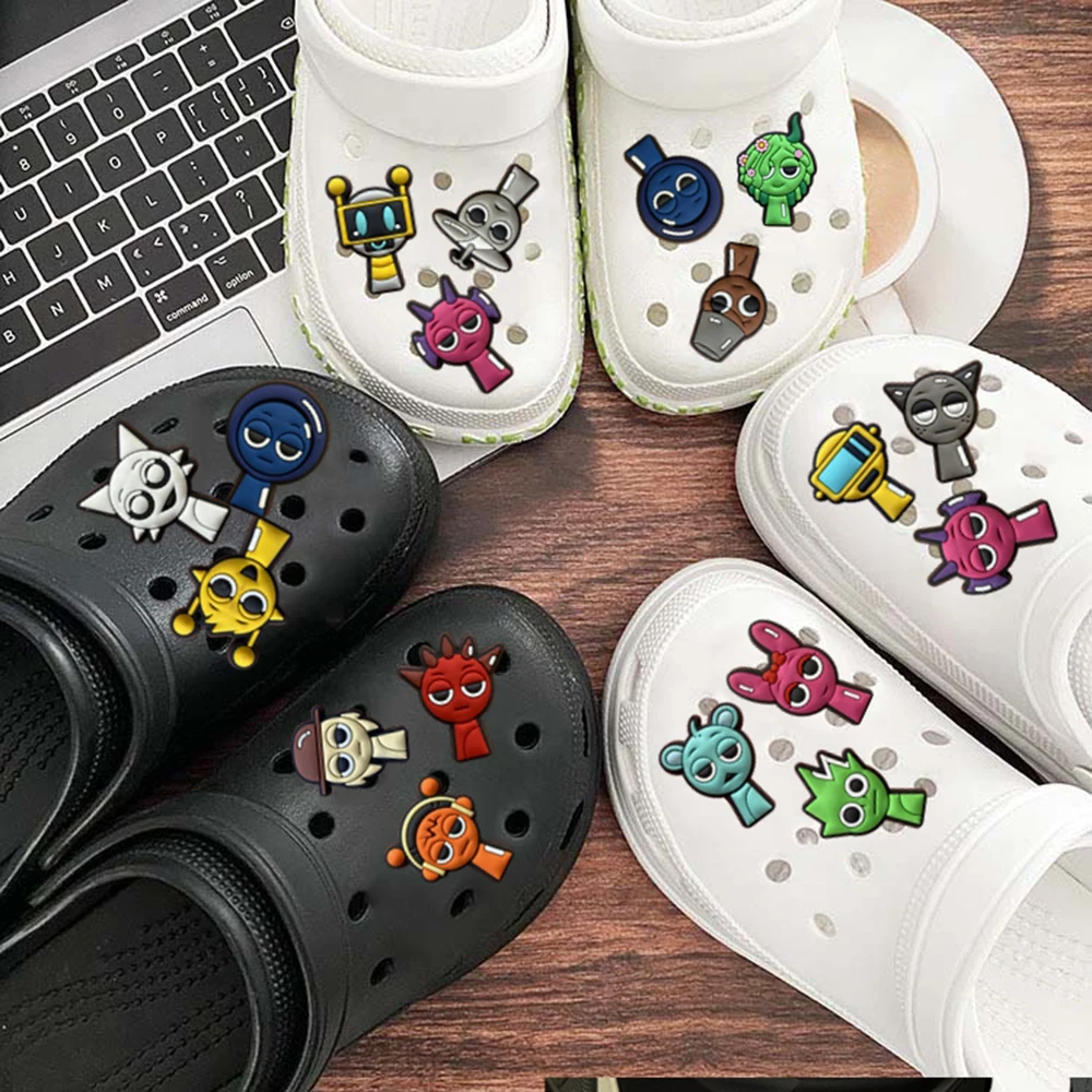 Bestseller 16-100 Stück Cartoon Sprunki Spiel-Serie PVC Schuh-Charms Zubehör für Sandalen DIY Abnehmbare Schuh-Dekorationen – Detail 6