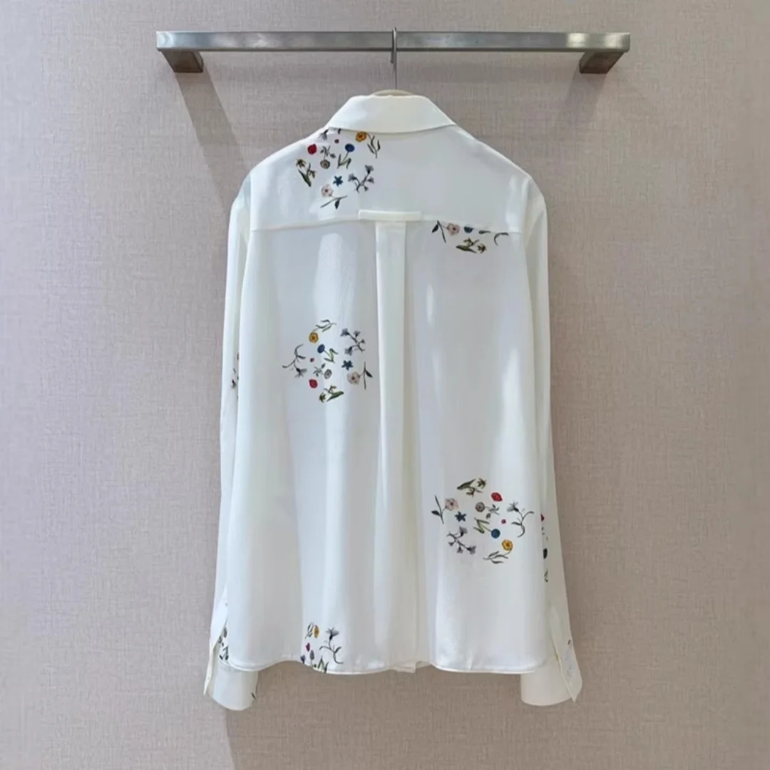 Women's Summer Fresh Tiny Floral Print Long Sleeve Blouse