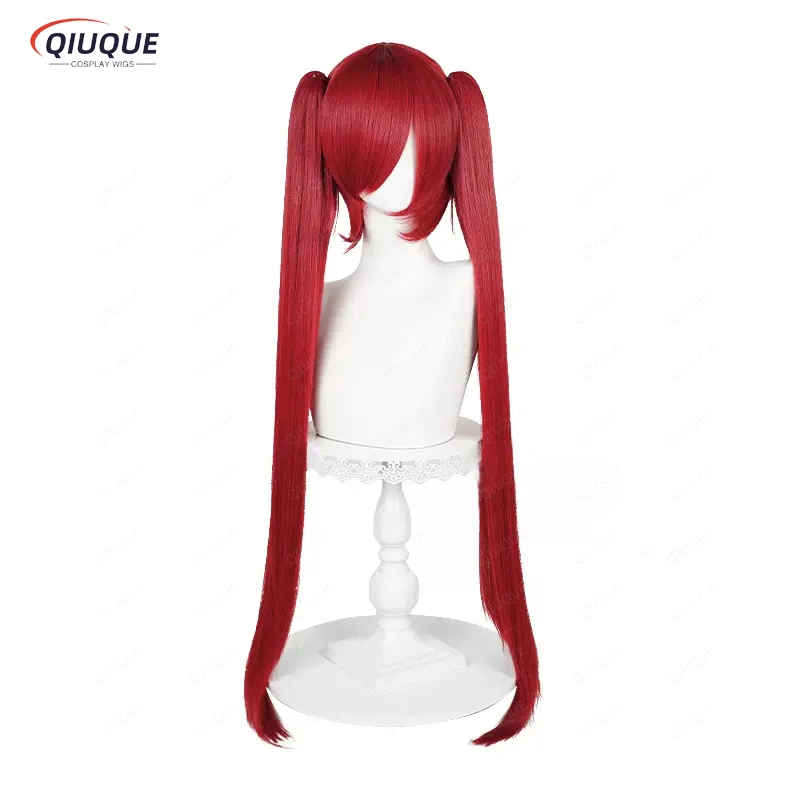 Miku Peluca de Cosplay para mujer, coletas largas de 90cm, pelo corto y liso, pelo sintético Universal resistente al calor y gorro de peluca