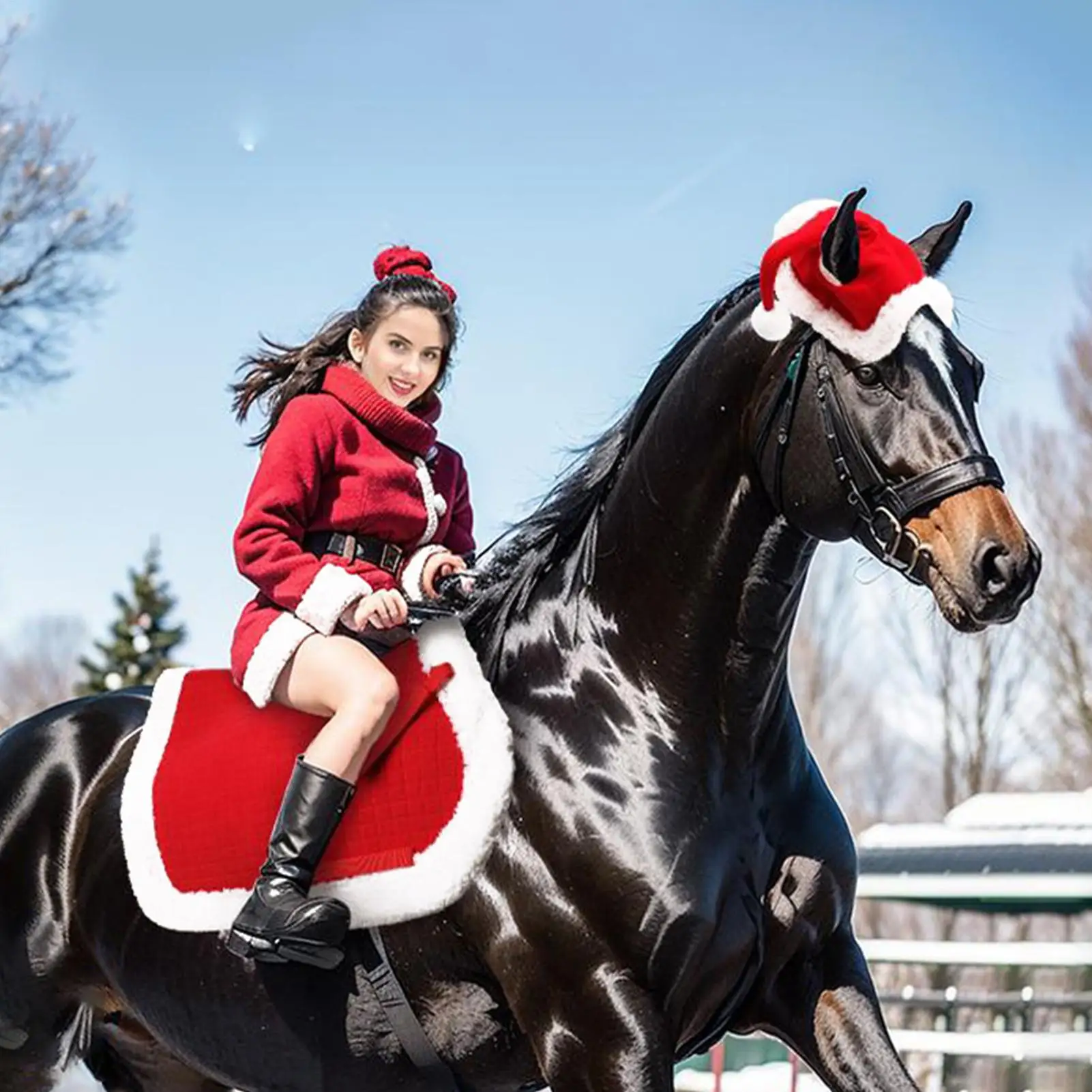 Horse Christmas Hat Party Hat Horse Bareback Pad Headwear Horse Santa Hat Xmas Horse Hat for Cosplay Christmas Party