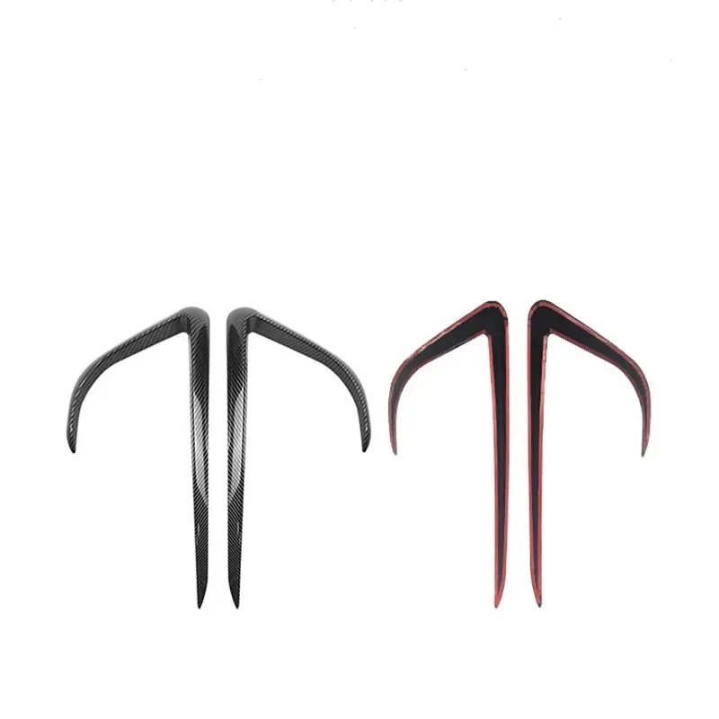 سكين الرياح ل تسلا نموذج Y غطاء المصد الأمامي الضباب مصباح الحاجب المفسد شفرة ملصق الكسوة ABS تعديل السيارة الأسود 2021-2024 #5