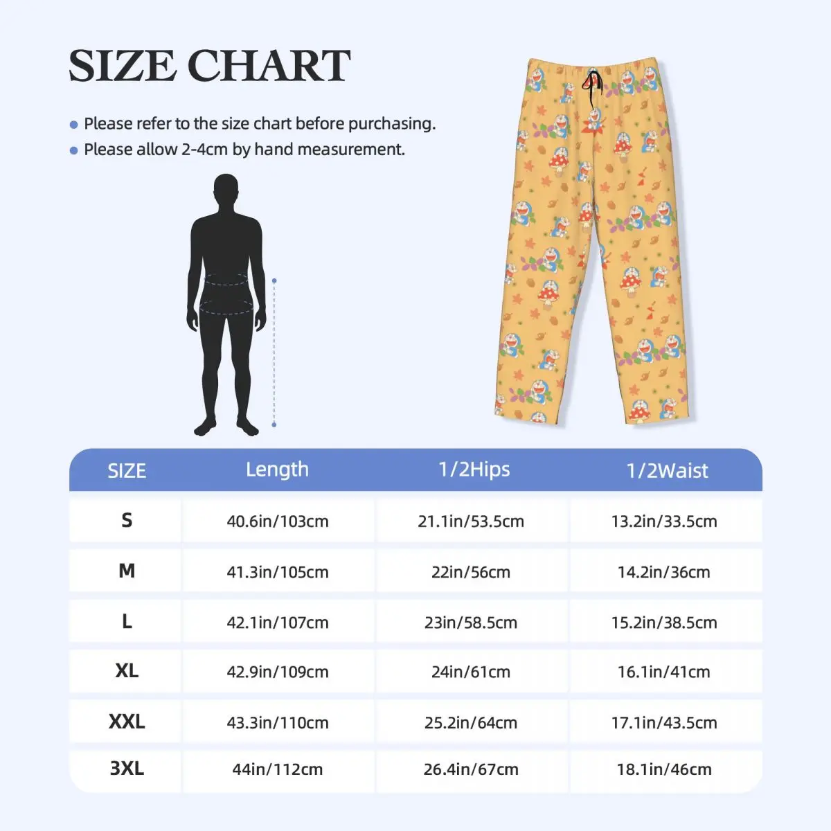 Custom Men's D-Doraemons Cartoon Pajama Pants Print Sleep Sleepwear Bottoms with Pockets