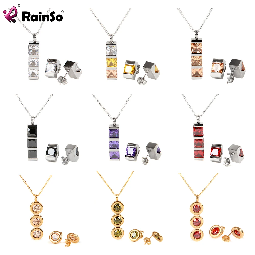 Rainso New In Earring For Women Jewelry Sets Ladies Fashion Necklace & Earrings Enamel Elegant Bead Pendant Jewellery Sets