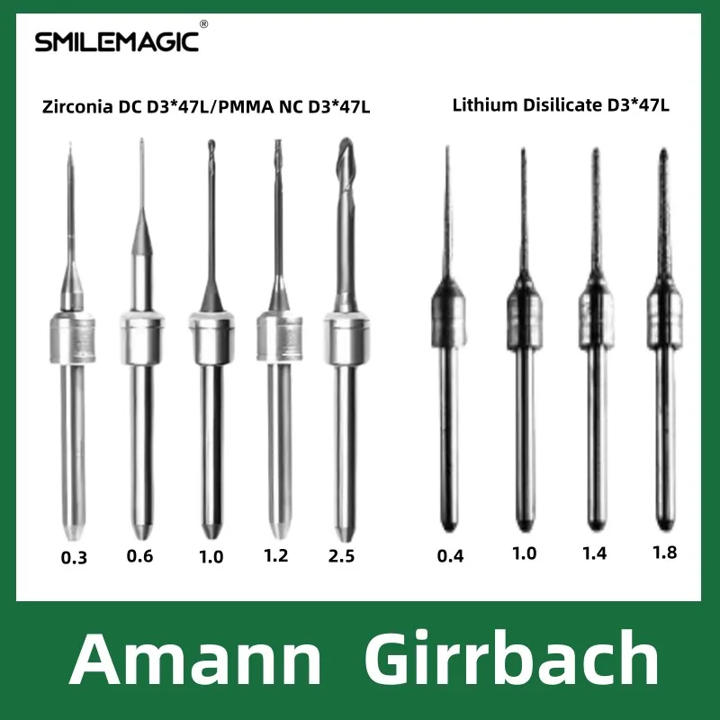 

Amann Girrbach Dental Milling Burs D3 for Zirconia PMMA Dental Lab Milling Machine Grinding Material Drill Zirconia Diamond Tool