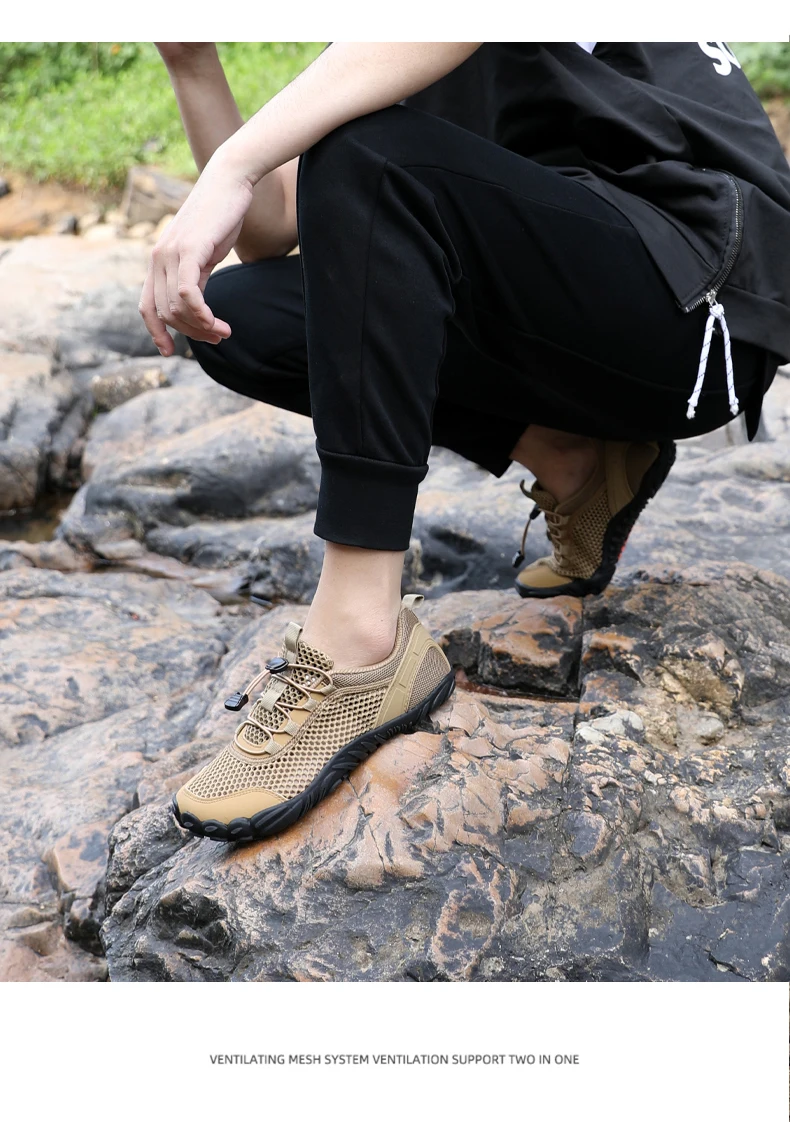 Sommerliche Flusslauf-Schuhe, atmungsaktive, lässige Sportschuhe aus Mesh für Herren, ausgehöhlte Mesh-Outdoor-Bergsteiger- und Wanderschuhe – Detail 13