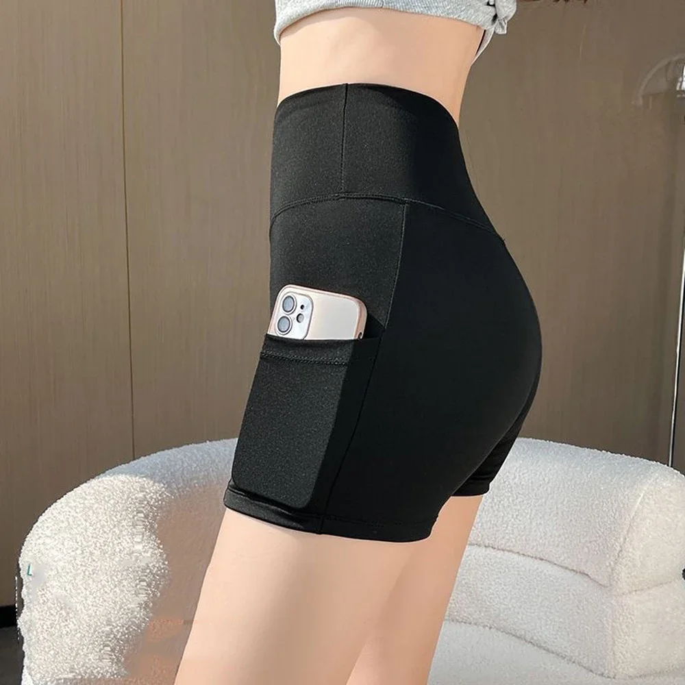 Yoga Shorts Leggings Women Cycling Half Shorts With Pocket High Waist Sports Biker Shorts Women Gym Hip Lift Fitness Pants