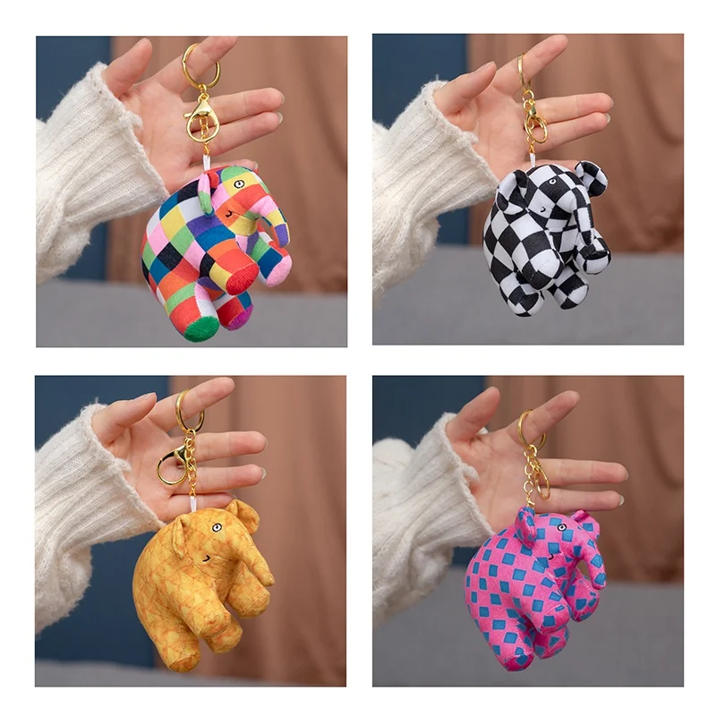 لطيف الكرتون أنيمي إلمر الفيل الشكل ألعاب من نسيج مخملي منقوشة الفيل إيما بلوشيز دمية الاطفال استرضاء وسادة هدية عيد ميلاد #5