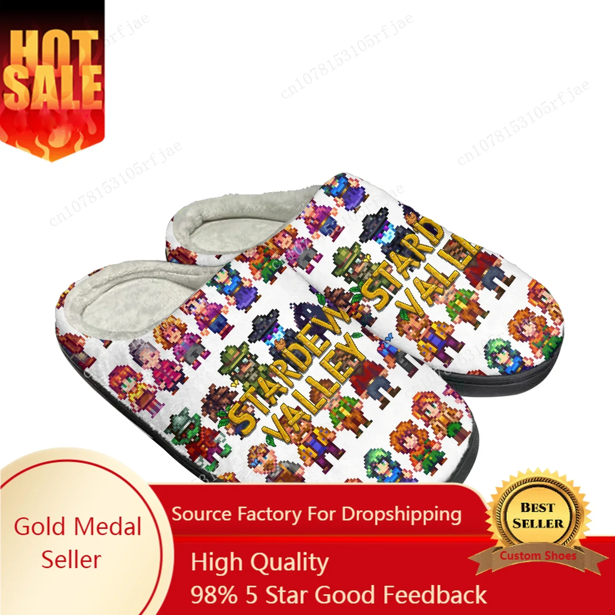

Домашние хлопковые тапочки Stardew Valley с героями мультфильмов, мужские и женские плюшевые тапочки для спальни, повседневная модная теплая обувь, тапочки на заказ