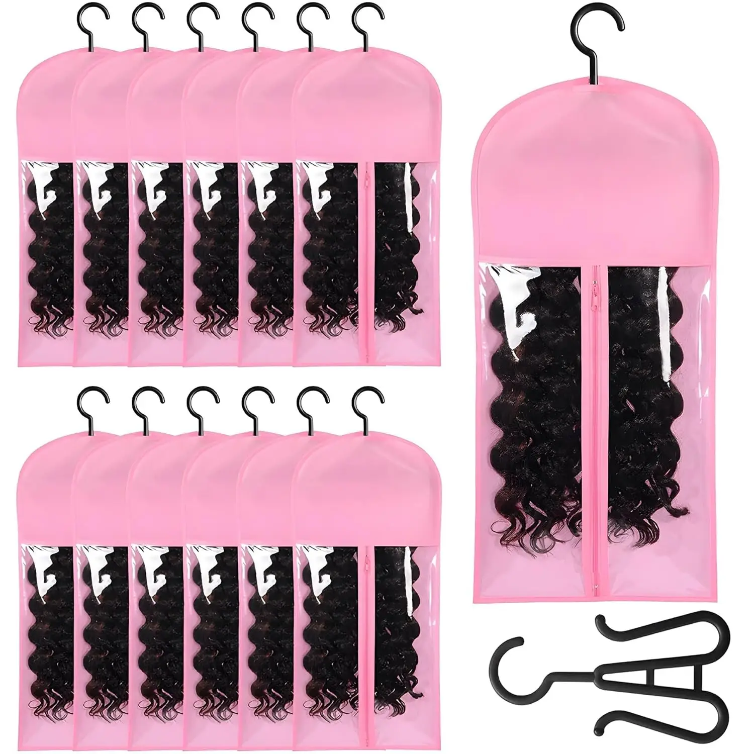 Storage Bags Hooks Transparent Dustproof Portable Design for Salon Home Use Holds Multiple Wigs Wall Mounted Tool Accessories