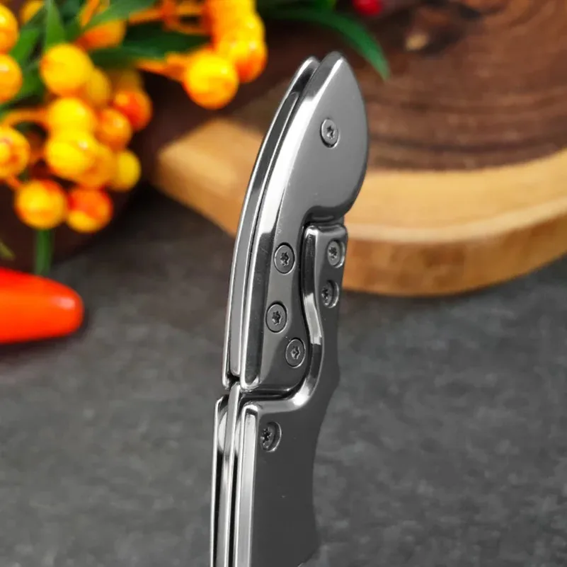 Klappmesser für Grill, Fleisch, Obst und Fisch - Küchenmesser mit Edelstahlgriff - Kochmesser zum Schneiden und Allzweckgebrauch – Detail 9